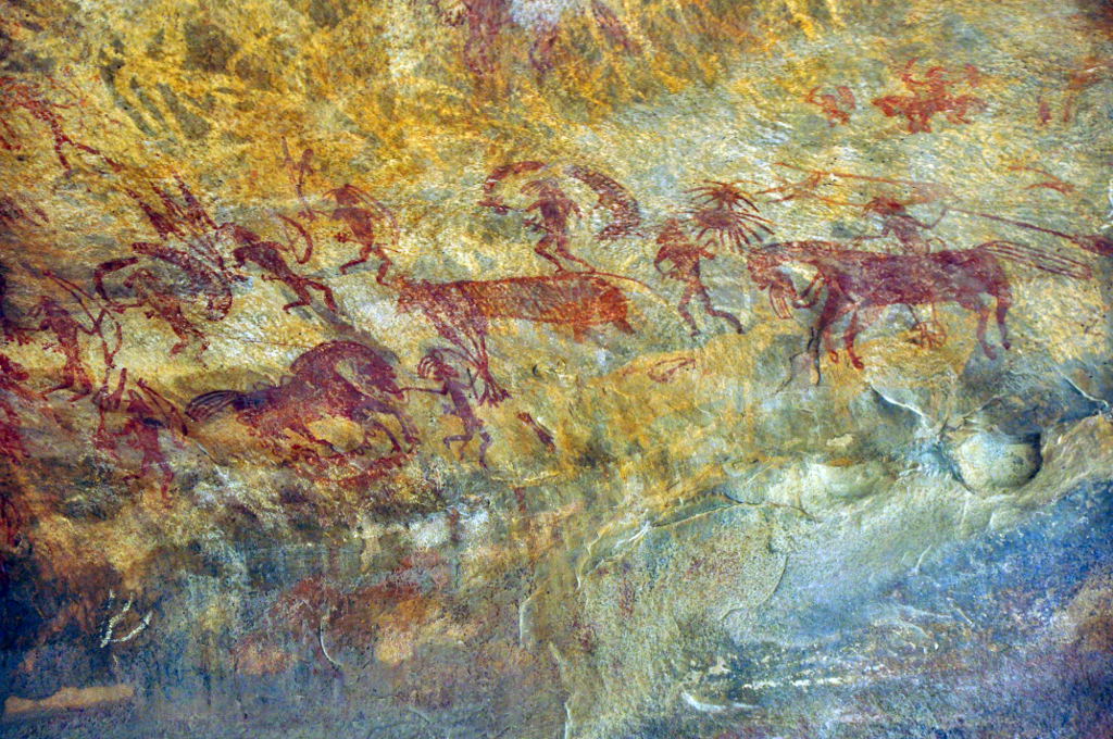 Cave people in Bhimbetka.