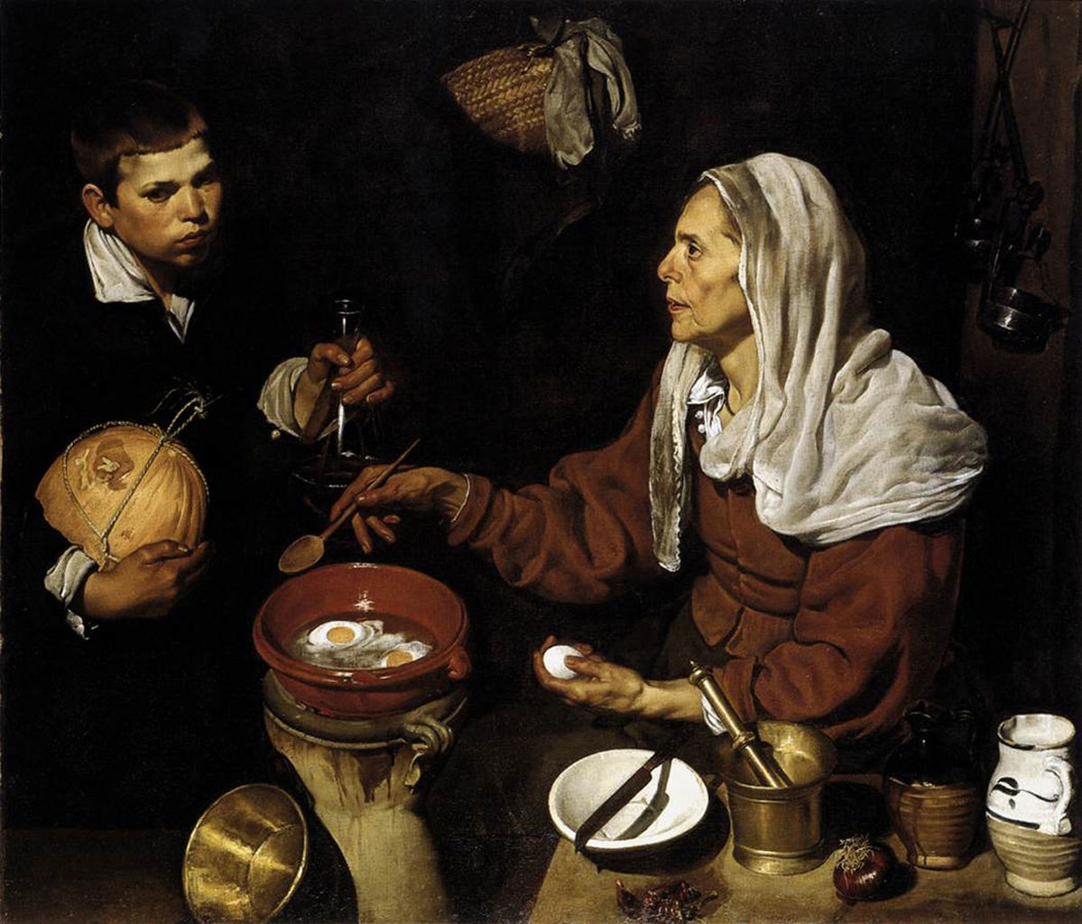 Diego Velázquez: Old Woman Frying Eggs (Vieja friendo huevos). Source: Wikimedia.