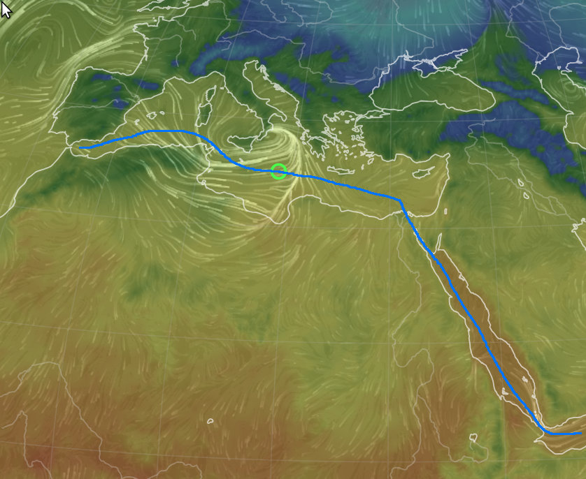On this day the winds in the Mediterranean are not particularly fierce, they can be a lot worse.