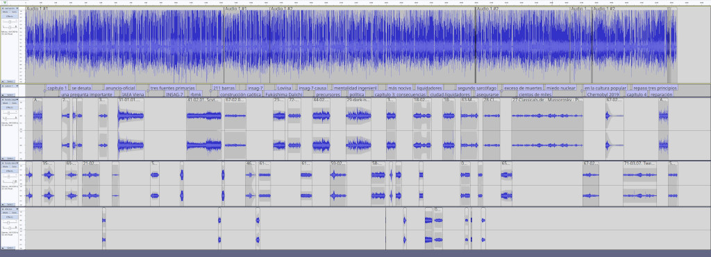 Editor de audio Audacity con el montaje casi definitivo. Fuente: el autor.